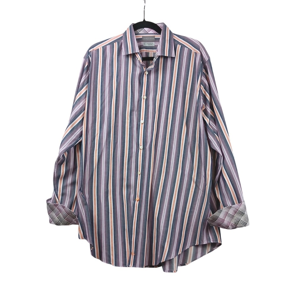 Thomas Dean Mens Striped Long Sleeve‎ Button Down Shirt XL Shirtmaker's Cloth